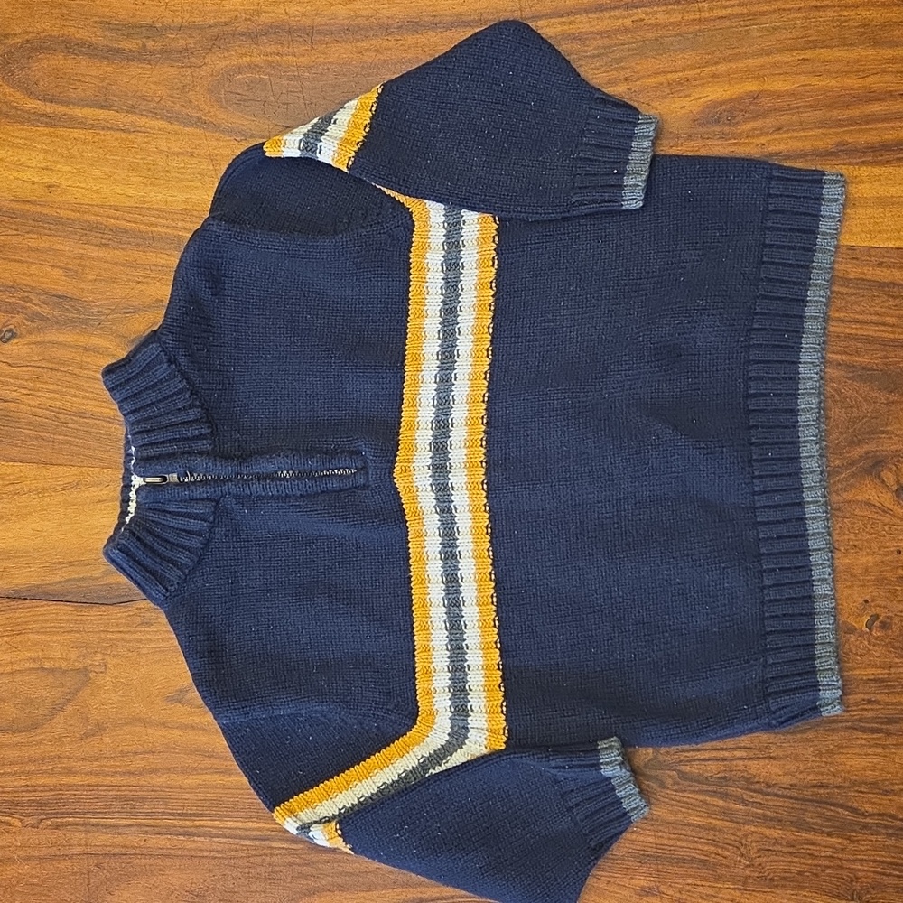 The Children's Place Navy and Gold Zip-Up Sweater